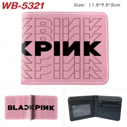 BLACK PINK Animation color PU leather half fold wallet 11.5X9X2CM