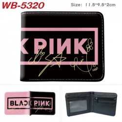 BLACK PINK Animation color PU leather half fold wallet 11.5X9X2CM