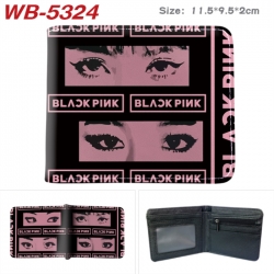 BLACK PINK Animation color PU leather half fold wallet 11.5X9X2CM
