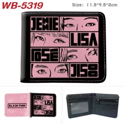 BLACK PINK Animation color PU leather half fold wallet 11.5X9X2CM