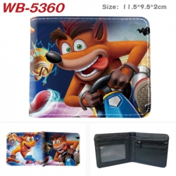 Crash Bandicoot Animation color PU leather half fold wallet 11.5X9X2CM