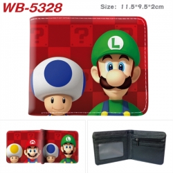 Super Mario Animation color PU leather half fold wallet 11.5X9X2CM
