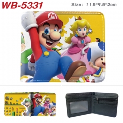 Super Mario Animation color PU leather half fold wallet 11.5X9X2CM