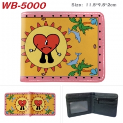 Bad Bunny Animation color PU leather half fold wallet 11.5X9X2CM