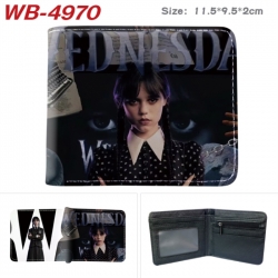 Wednesday Animation color PU leather half fold wallet 11.5X9X2CM
