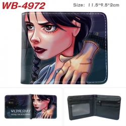 Wednesday Animation color PU leather half fold wallet 11.5X9X2CM