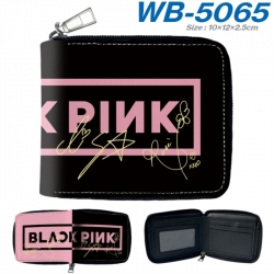 BLACK PINK Anime color short full zip folding wallet 10x12x2.5cm