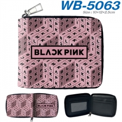 BLACK PINK Anime color short full zip folding wallet 10x12x2.5cm