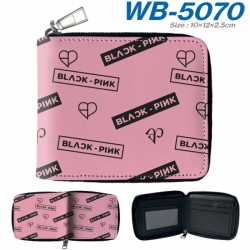 BLACK PINK Anime color short full zip folding wallet 10x12x2.5cm