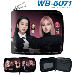 BLACK PINK Anime color short full zip folding wallet 10x12x2.5cm
