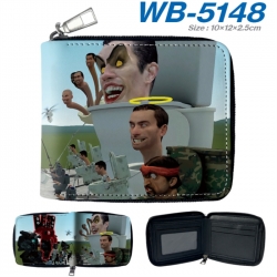 skibidi toilet Anime color short full zip folding wallet 10x12x2.5cm