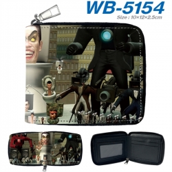 skibidi toilet Anime color short full zip folding wallet 10x12x2.5cm