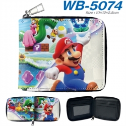 Super Mario Anime color short full zip folding wallet 10x12x2.5cm