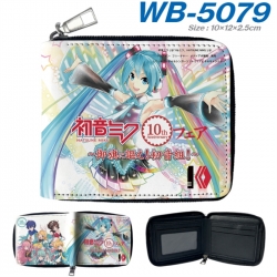 Hatsune Miku Anime color short full zip folding wallet 10x12x2.5cm