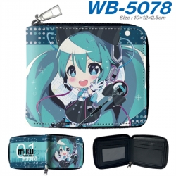 Hatsune Miku Anime color short full zip folding wallet 10x12x2.5cm