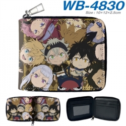 Black Clover Anime color short full zip folding wallet 10x12x2.5cm