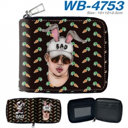 Bad Bunny Anime color short full zip folding wallet 10x12x2.5cm