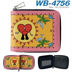 Bad Bunny Anime color short full zip folding wallet 10x12x2.5cm
