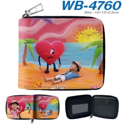 Bad Bunny Anime color short full zip folding wallet 10x12x2.5cm