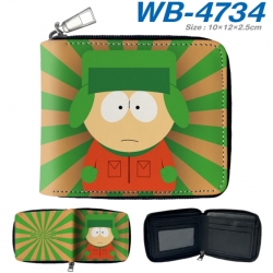 South Park Anime color short full zip folding wallet 10x12x2.5cm