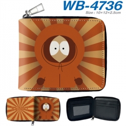 South Park Anime color short full zip folding wallet 10x12x2.5cm