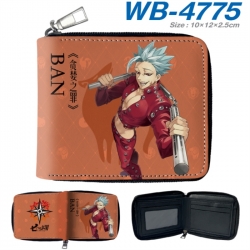 The Seven Deadly Sins Anime color short full zip folding wallet 10x12x2.5cm