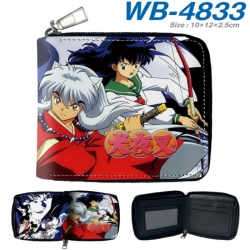 Inuyasha Anime color short full zip folding wallet 10x12x2.5cm