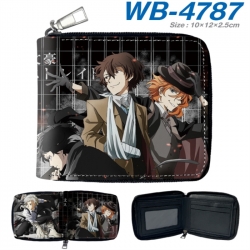 Bungo Stray Dogs Anime color short full zip folding wallet 10x12x2.5cm