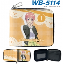 The Quintessential Qunintupiets Frosted Anime color short full zip folding wallet 10x12x2.5cm