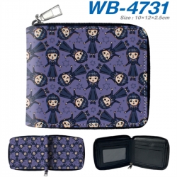 Wednesday Anime color short full zip folding wallet 10x12x2.5cm