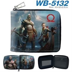God of War Anime color short full zip folding wallet 10x12x2.5cm