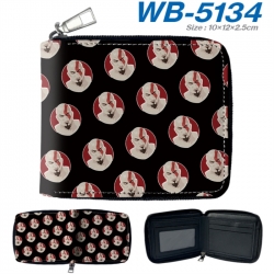 God of War Anime color short full zip folding wallet 10x12x2.5cm