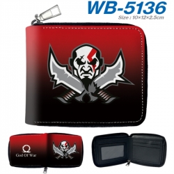 God of War Anime color short full zip folding wallet 10x12x2.5cm
