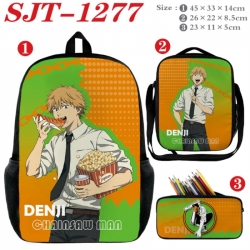 Chainsaw Man Anime nylon canvas backpack pencil case crossbody bag three piece set 45x33x14cm