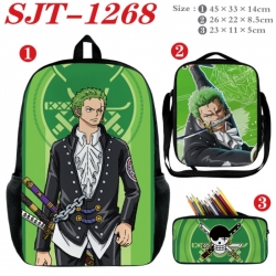 One Piece Anime nylon canvas backpack pencil case crossbody bag three piece set 45x33x14cm
