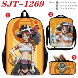 One Piece Anime nylon canvas backpack pencil case crossbody bag three piece set 45x33x14cm