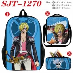 One Piece Anime nylon canvas backpack pencil case crossbody bag three piece set 45x33x14cm