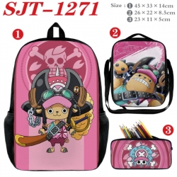 One Piece Anime nylon canvas backpack pencil case crossbody bag three piece set 45x33x14cm
