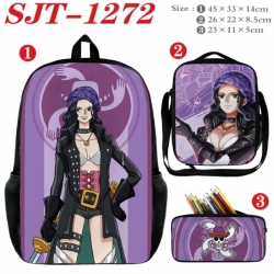 One Piece Anime nylon canvas backpack pencil case crossbody bag three piece set 45x33x14cm
