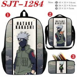 Naruto Anime nylon canvas backpack pencil case crossbody bag three piece set 45x33x14cm