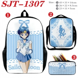 sailormoon Anime nylon canvas backpack pencil case crossbody bag three piece set 45x33x14cm