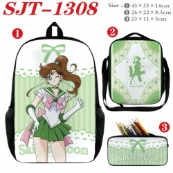 sailormoon Anime nylon canvas backpack pencil case crossbody bag three piece set 45x33x14cm