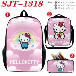 Sanrio Anime nylon canvas backpack pencil case crossbody bag three piece set 45x33x14cm