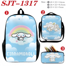 Sanrio Anime nylon canvas backpack pencil case crossbody bag three piece set 45x33x14cm