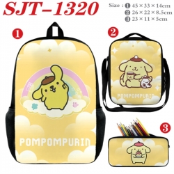 Sanrio Anime nylon canvas backpack pencil case crossbody bag three piece set 45x33x14cm