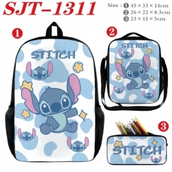 Lilo & Stitch Anime nylon canvas backpack pencil case crossbody bag three piece set 45x33x14cm