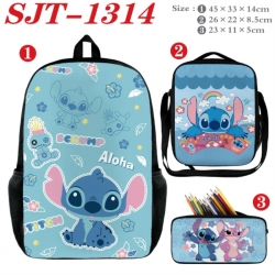 Lilo & Stitch Anime nylon canvas backpack pencil case crossbody bag three piece set 45x33x14cm