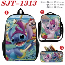 Lilo & Stitch Anime nylon canvas backpack pencil case crossbody bag three piece set 45x33x14cm