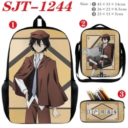 Bungo Stray Dogs Anime nylon canvas backpack pencil case crossbody bag three piece set 45x33x14cm