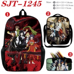 Bungo Stray Dogs Anime nylon canvas backpack pencil case crossbody bag three piece set 45x33x14cm